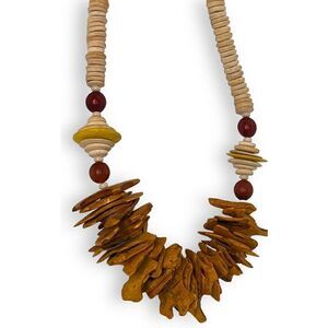 Necklace Wood Nuts Beaded Boho Hippie Vintage